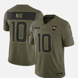 NWT Men's Broncos #10 Bo Nix Olive 2025 Salute Service Limited Jersey