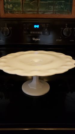 Vintage Milk Glass Pedestal Cake Plate