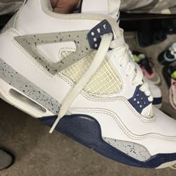Nike Air Jordan 4s White Midnight Blue Retro 