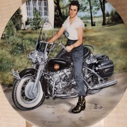 Elvis Presley Decorative Plate.  Evis On His Harley
