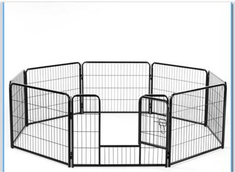 24" Height 8-Panel Metal Dog Playpen Foldable Pet Fence