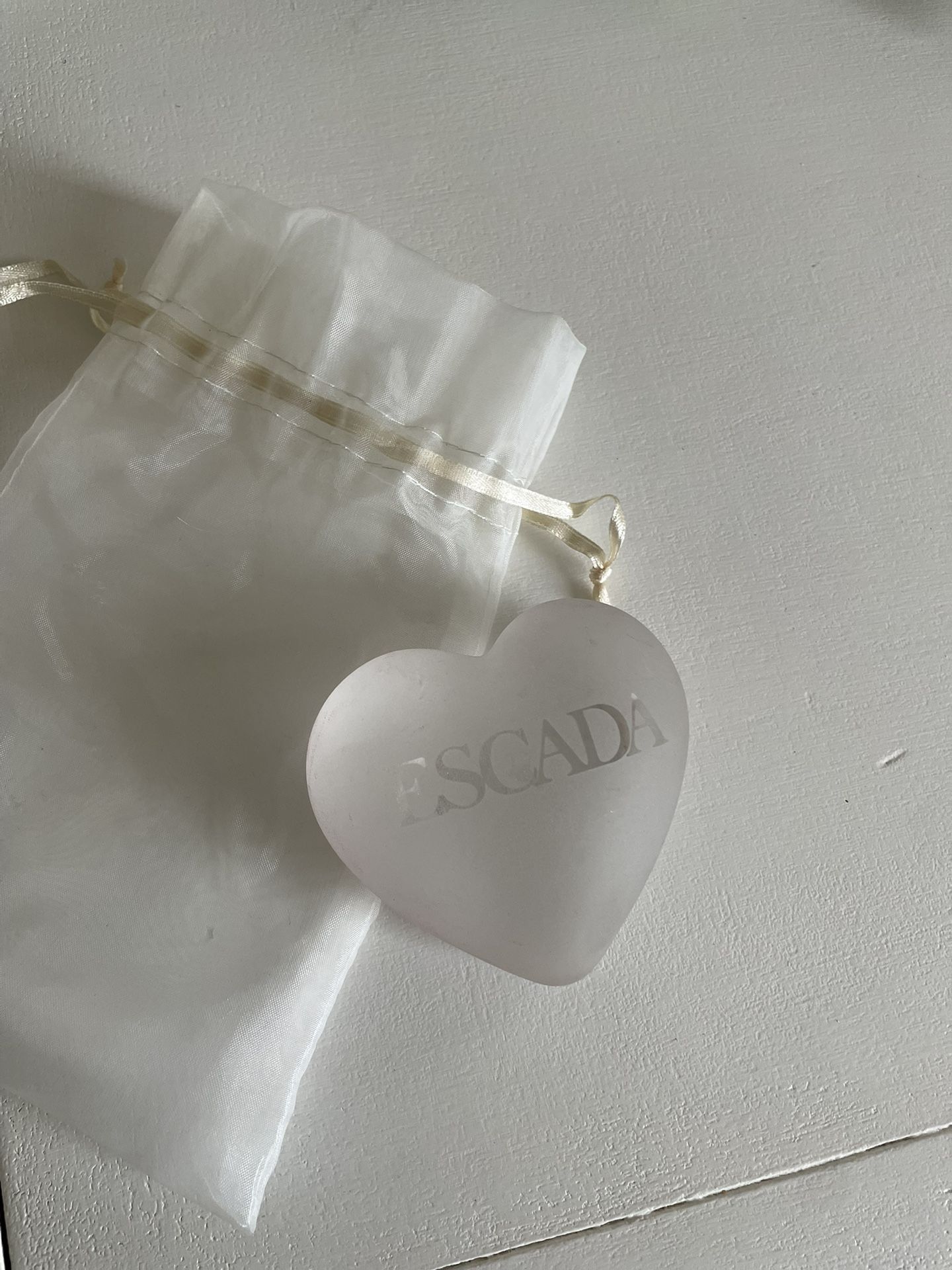 Escada Frosted Heart Paperweight Vanity Decor