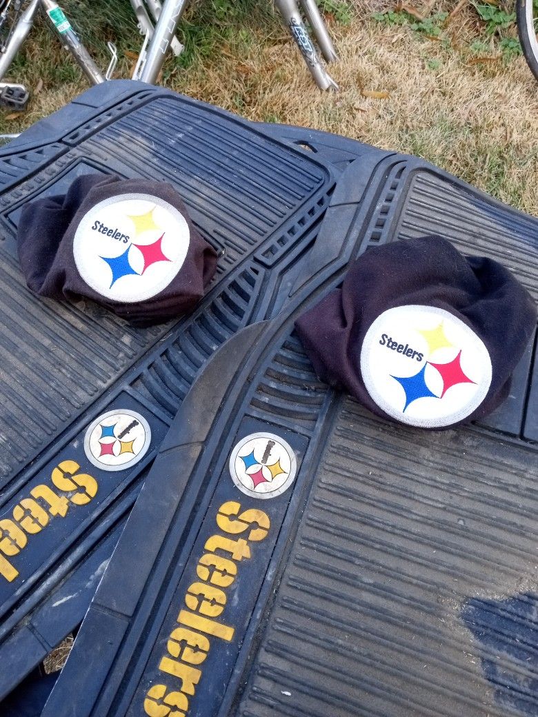 NFL Football Pittsburgh Steelers floor mats and headrest slip covers 10 Dollars 