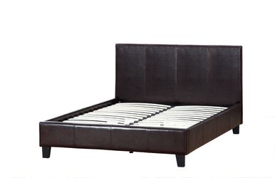 Brand new brown faux leather CA king platform bedframe