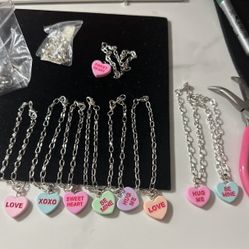 Conversation Hearts Jewelry Valentines Present Bracelet