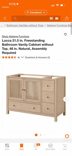 Lucca 21.5 in. Freestanding Bathroom Vanity Cabinet without Top, 48 in. Natural, Assembly Required