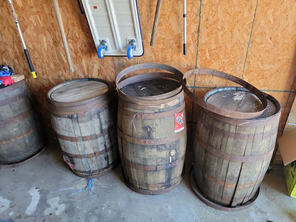 Authentic Whiskey Barrels.