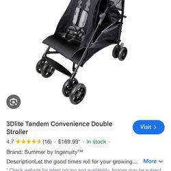 3Dlite Tandem Convenience Double Stroller
