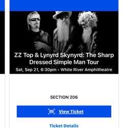 ZZ Top - Lynyrd Skynyrd 9/21 White River $30 Each