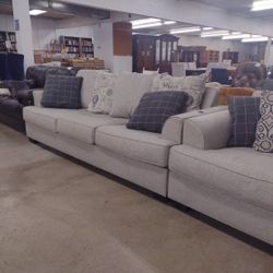 Grey Couch W/ Accent Pillows