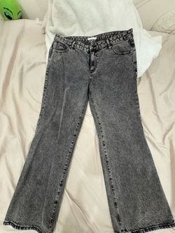 Gray Acid Wash Straight Jeans