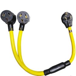 Nema 10-30 Split Dryer Extension Cord, 3-Prong Male to Dual Female Y Split Cord, 10-30P 30-AMP, 2.7Feet, Yellow, Compatible with Dryers
