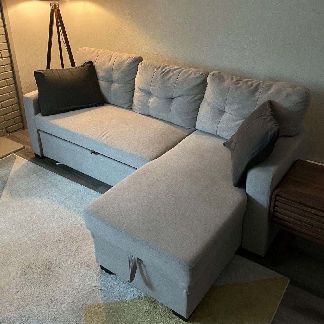 Light Gray 83in Convertible Sectional Sofa