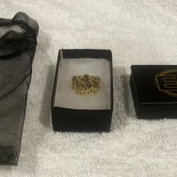 10K Gold Nugget With Cross Ring