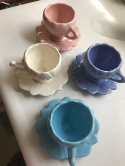 Camark pottery teacups and saucers