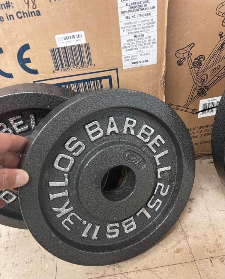 Barbell Gray Olympic Cast Iron Weight Plate, 25 lb