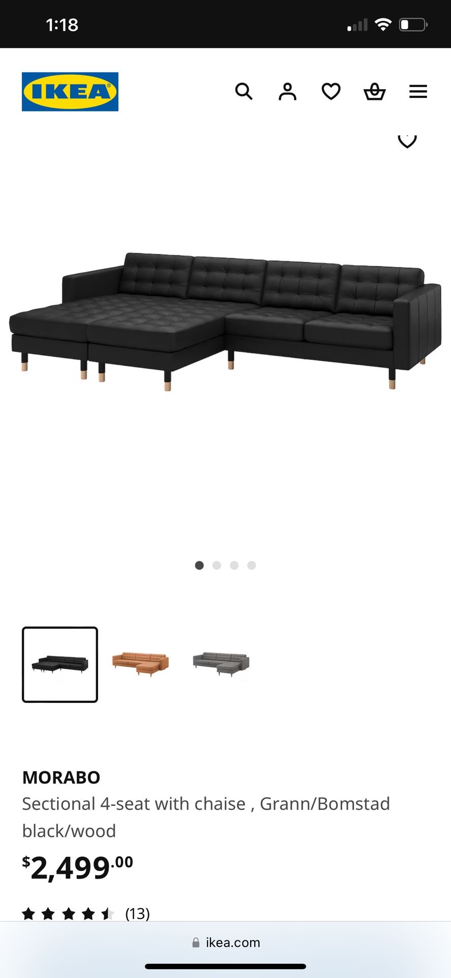 IKEA Morabo Leather Sectional Sofa Couch