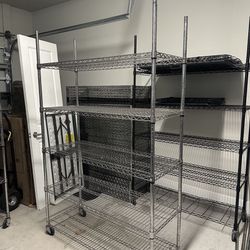 Heavy Duty 5-Tier Wire Shelving – Silver Finish – With Wheels