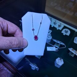 Ruby And Diamond Custom Pendant And 14k Gold Chain