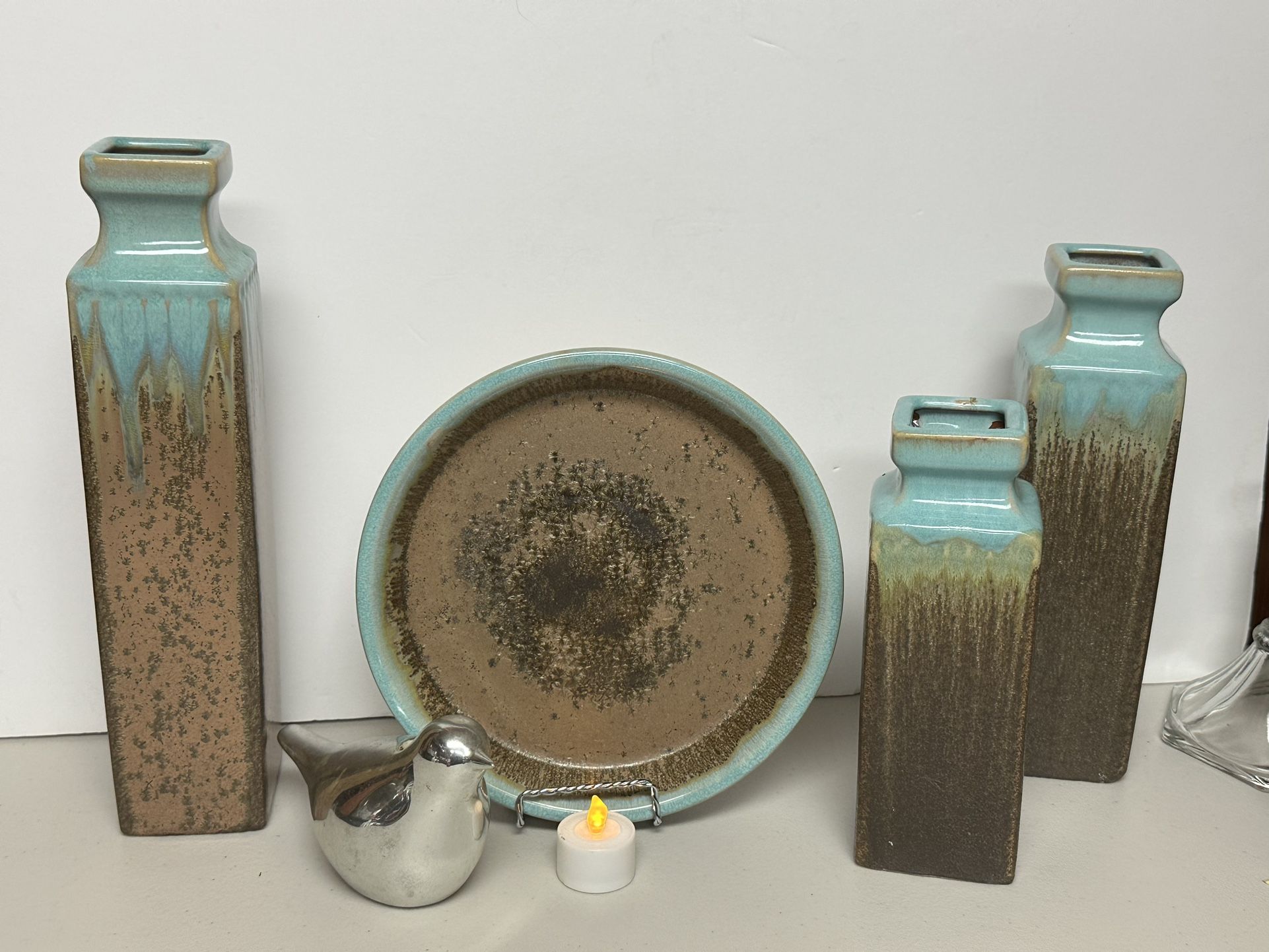 Apropos Home Collection handcrafted Pottery Decorative vases trio with tray