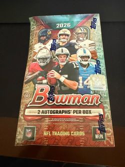 2026 Topps Bowman Football Hobby Box Factory Sealed - 2 Autographs Chrome NFL