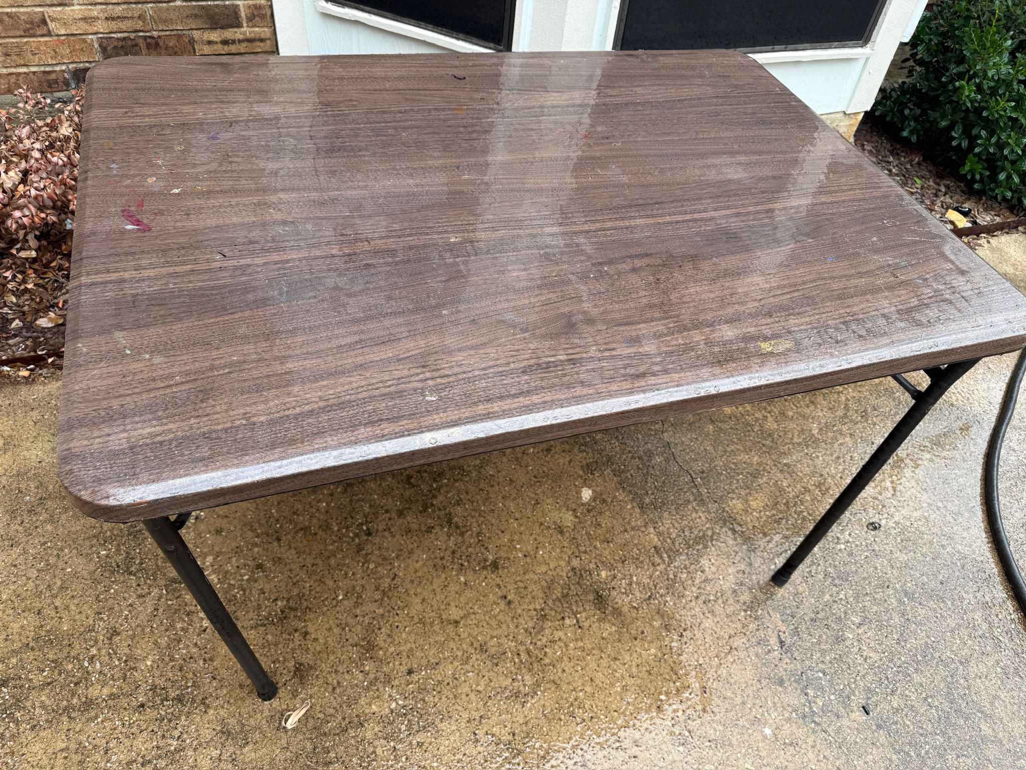 Folding Table. Brown Top, Sturdy and Reliable