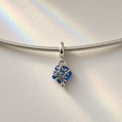 Pandora Blue Flower Tree Supporting Young Voices Dangle Charm – Sterling Silver Bead