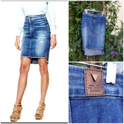 Guess  High-Low Denim Longette Skirt SZ 28