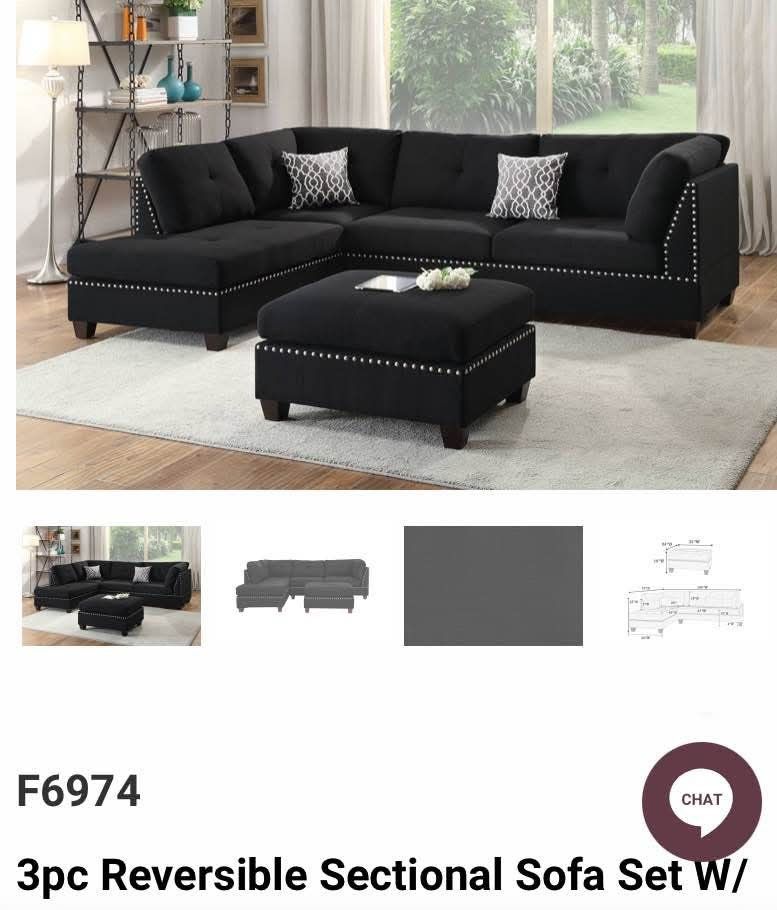 Sectional In Black Or Gray. Very Nice Quality.
