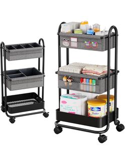 Baby Diaper Caddy Organizer Cart - 3 Tier Rolling Cart
