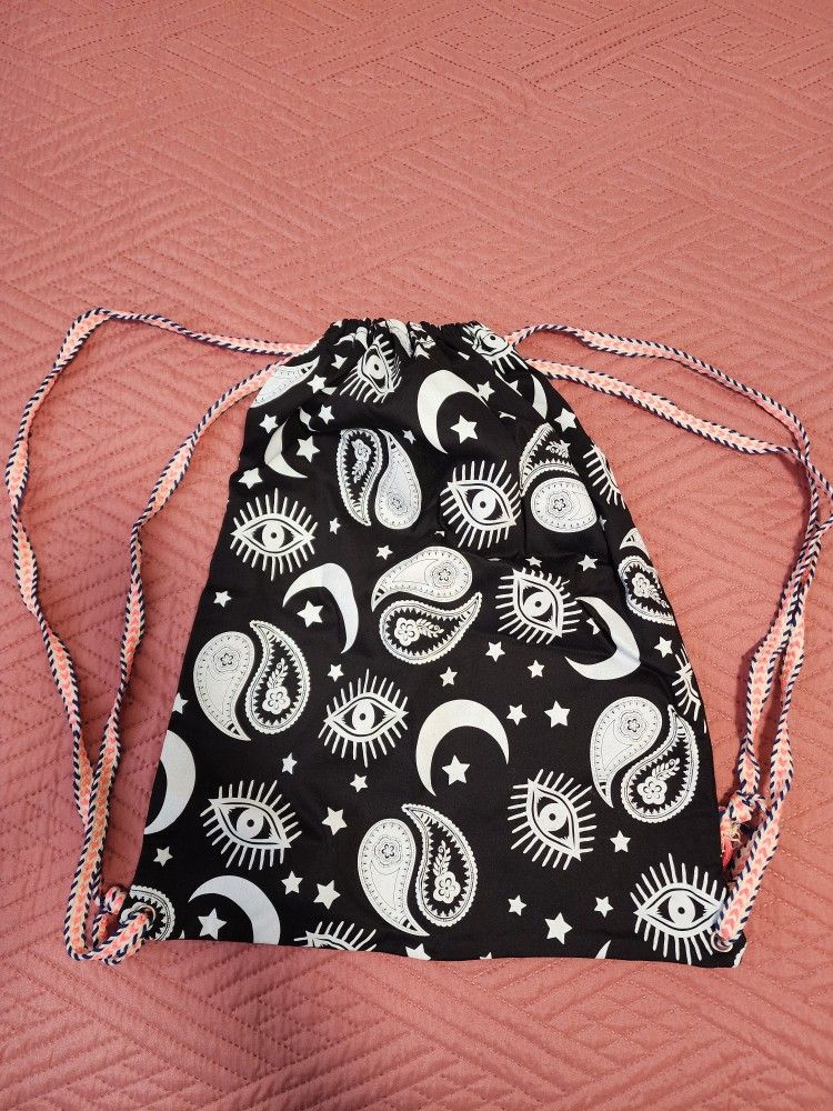 Celestial Black & White Drawstring Backpack
