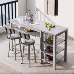 Bar Dining Table Set for 2,3 Piece Bar Table and Chairs Set, Kitchen Counter Height Dining Table Set