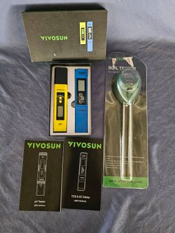 VIVOSUN pH TDS EC Meter Kit Soil Tester Greenhouse Glasses Grow Bundle