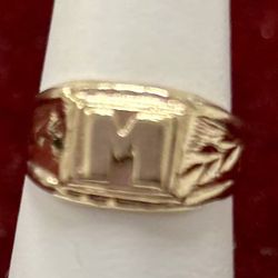 Unisex Initial Ring 14k Yellow Gold