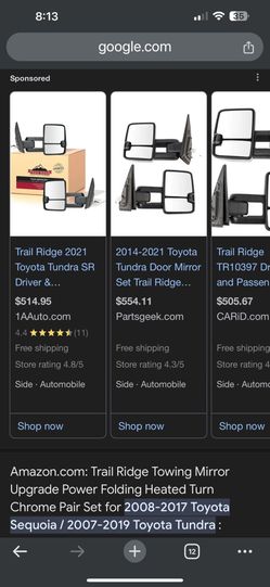 2007thru2017 Tundra Tow Mirror