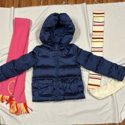 GAP KIDS XL Down Jacket & 2 Gymboree Scarves
