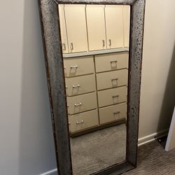 Tall Leaning Mirror With Distressed Zinc Frame