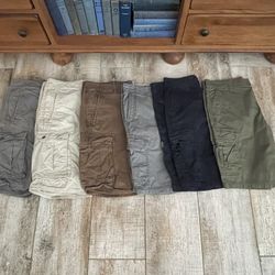 6 Pair Men’s Cargo Shorts Size 34