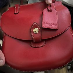 Dooney & Bourke Red Leather Flap Handbag Crossbody