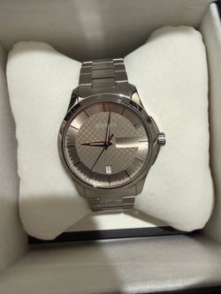 Gucci G-Timeless Stainless Steel Silver Dial Date Quartz Mens Watch
