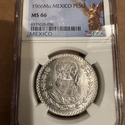 1966 Mo Mexican Peso MS-66