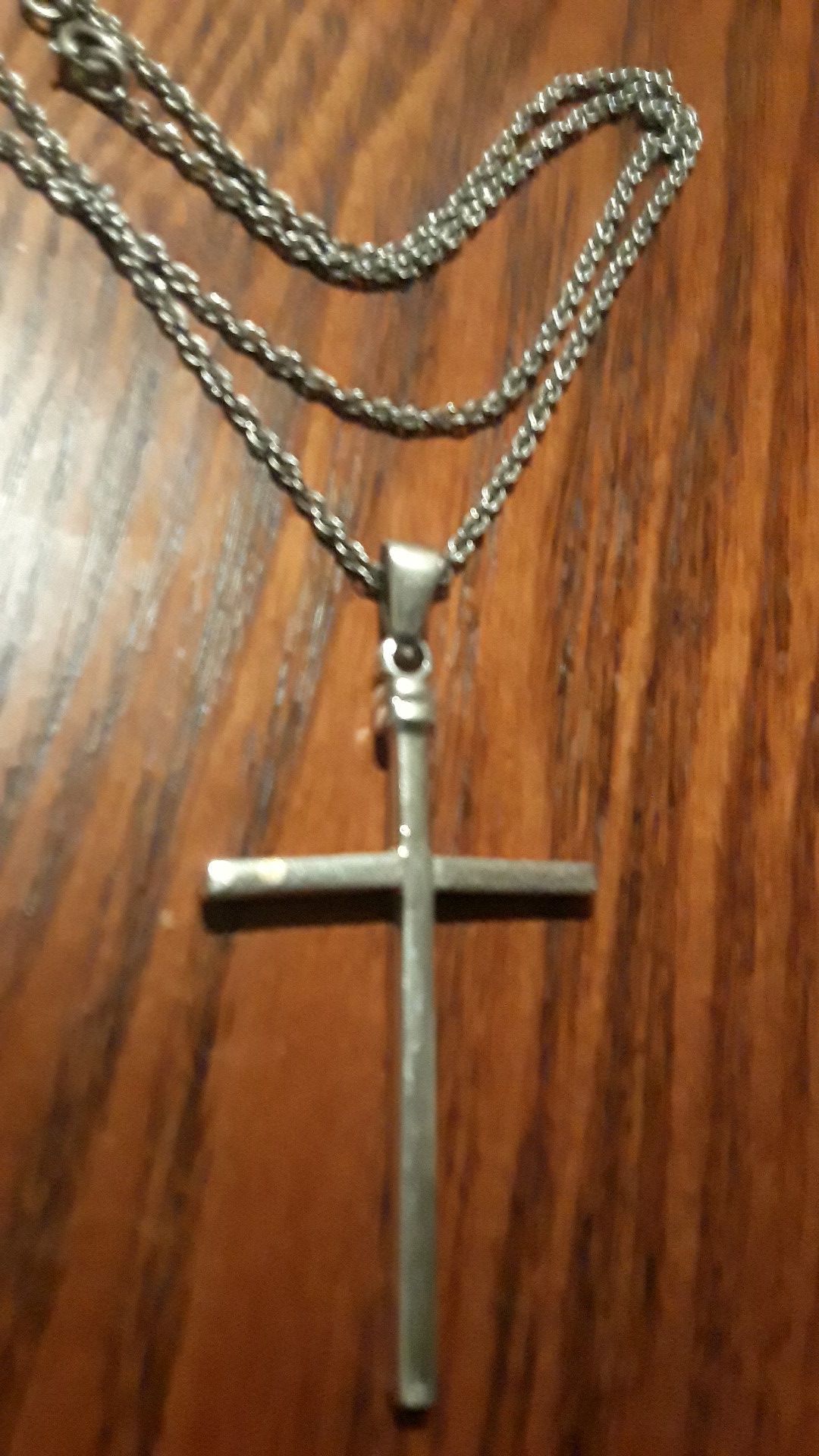 Gorgeous Sterling Silver 925 large cross pendant with Sterling Silver 925 necklace.