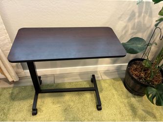 Drive Medical Overbed Table with Wheels - Secure Height Adjustment for Comfort - Non Tilt Surface - Smooth Rolling Design - Home & Hospital Use - Wood