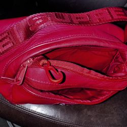 SUPREME Red Leather Waist Bag