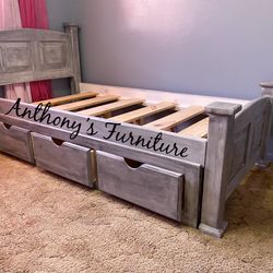 Twin Size Bed Frame With Drawers 