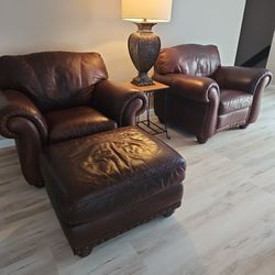 Leather Chairs + Footrest 