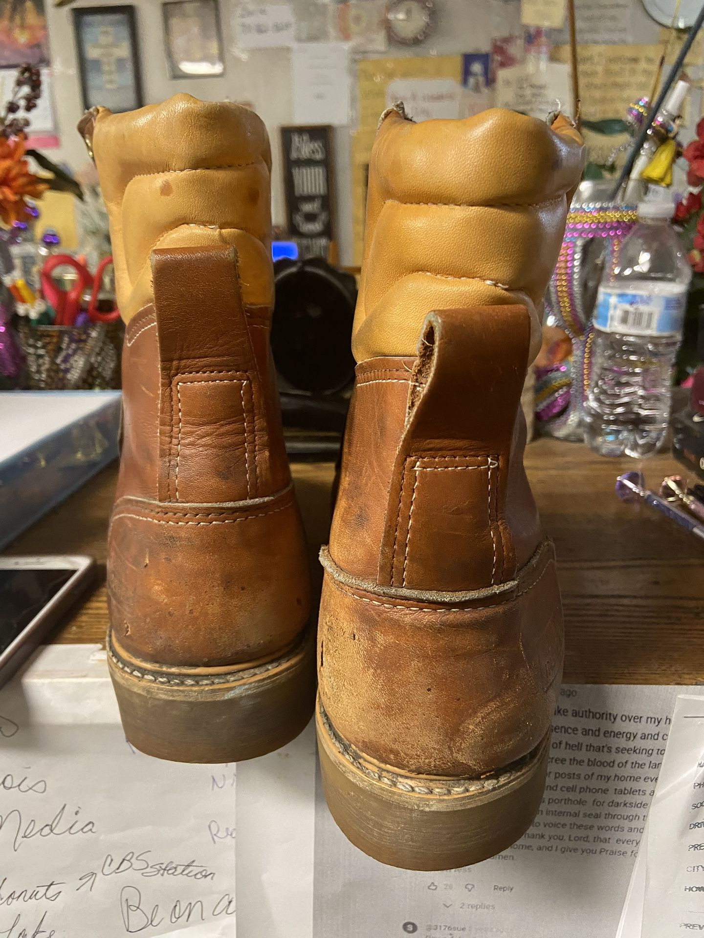 Men’s Caroline Brown Leather Steel Toe Sub Zero Insulated Work Boots Size9.5 E