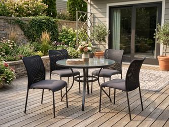 Set of 5 Indoor/Outdoor Mesh Dining Chairs