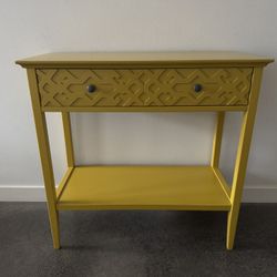 Yellow Media console Entryway Table Stand Shelf Drawer