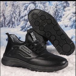 Men's Casual Snow Boots - Lace-Up, Non-Slip Rubber Sole, Comfortable Fabric Lining for Outdoor Activities, Spring/Fall（size 9）